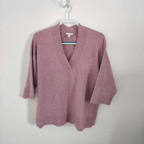 J. Jill Sweaters - J Jill V-Neck 3/4 sleeve pullover sweater Mauve Size S Cottagecore‎ Boho Casual